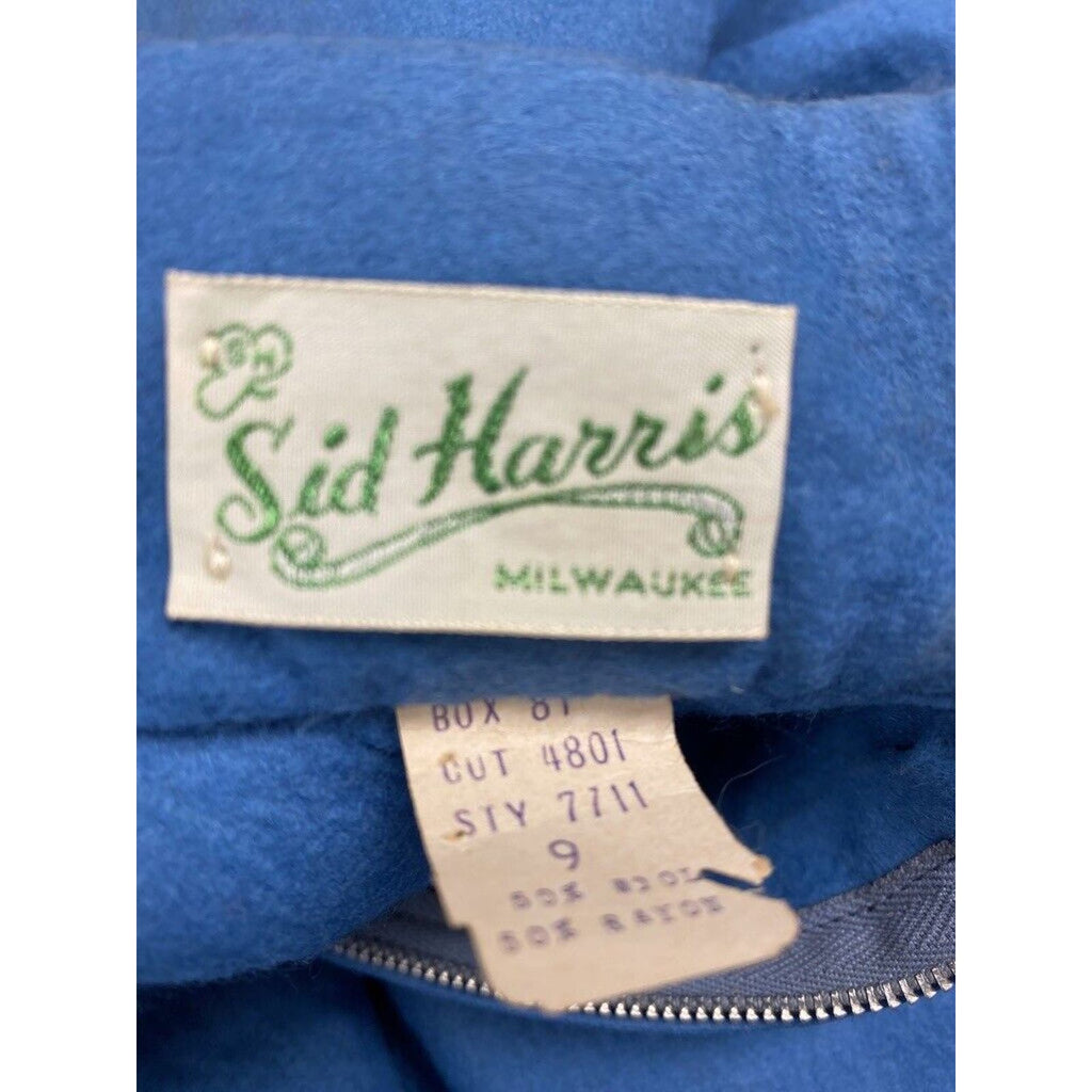 1950’s Felt NWT Sid Harris Skunk Applique Circle Skirt XS Rockabilly Red Or Blue Sid Harris