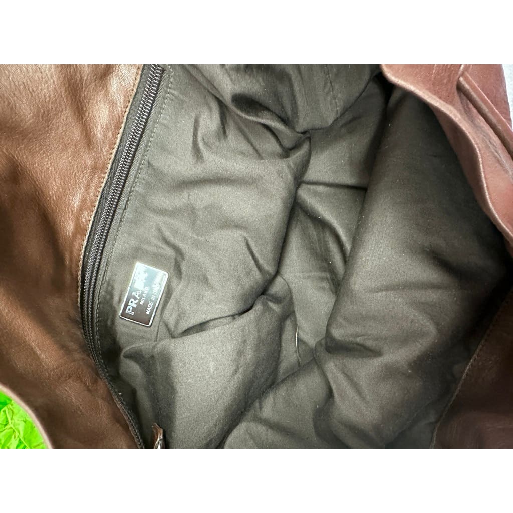 Prada Brown Lamb Leather Tote Large Prada