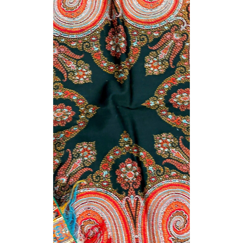 STUNNING Antique Paisley Shawl Tapestry Wool Hand Made 1860s-70s Near Mint Unbranded
