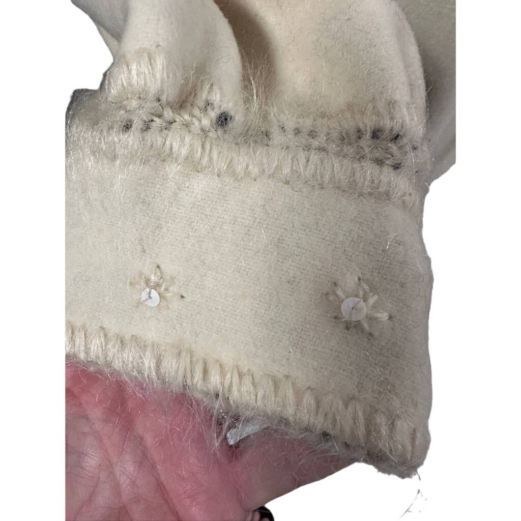 80s VTG Mohair /Wool Reversible B&W Houndstooth/ Cream Sweater Coat Womens L/XL New Arrivals Unbranded