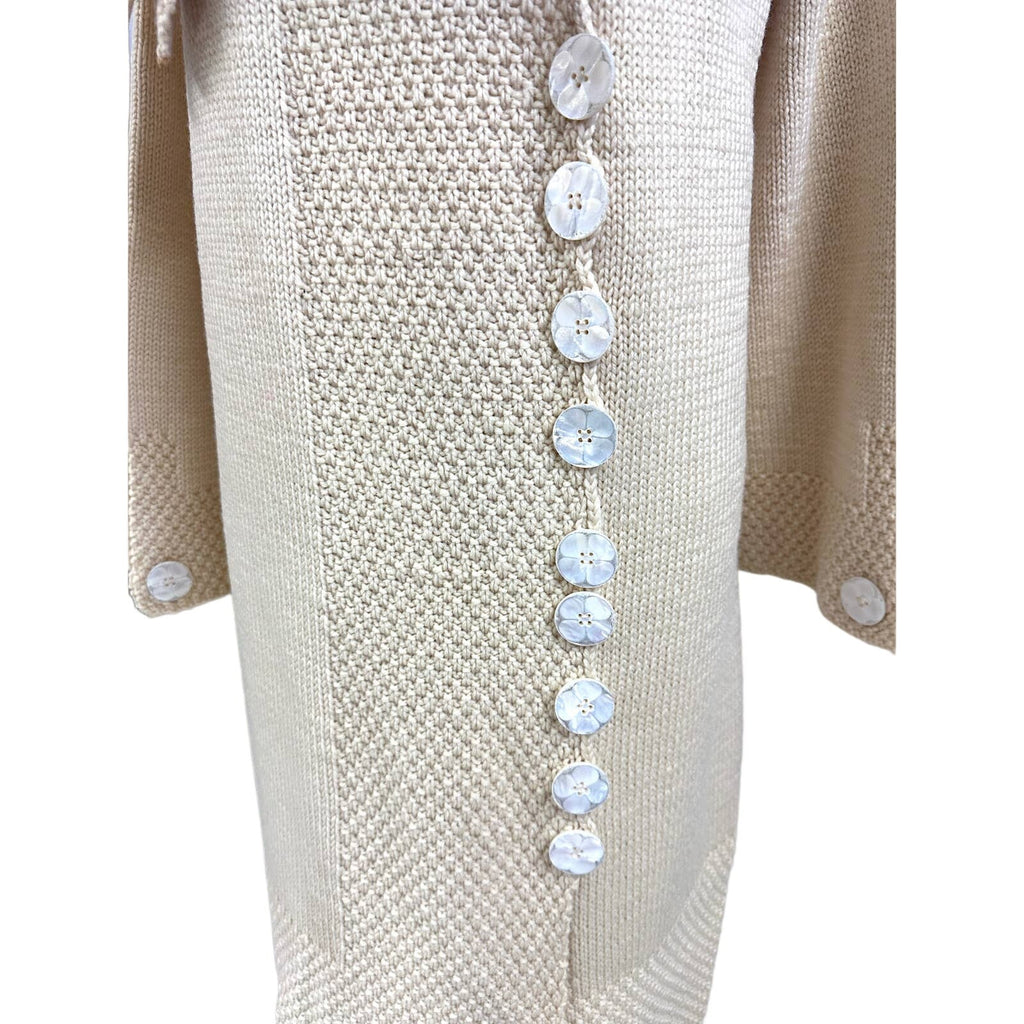 1920s Womens Long Hand Knit Wool Sweater Coat MOP Buttons Asymmetrical Sz M/L coat Handmade