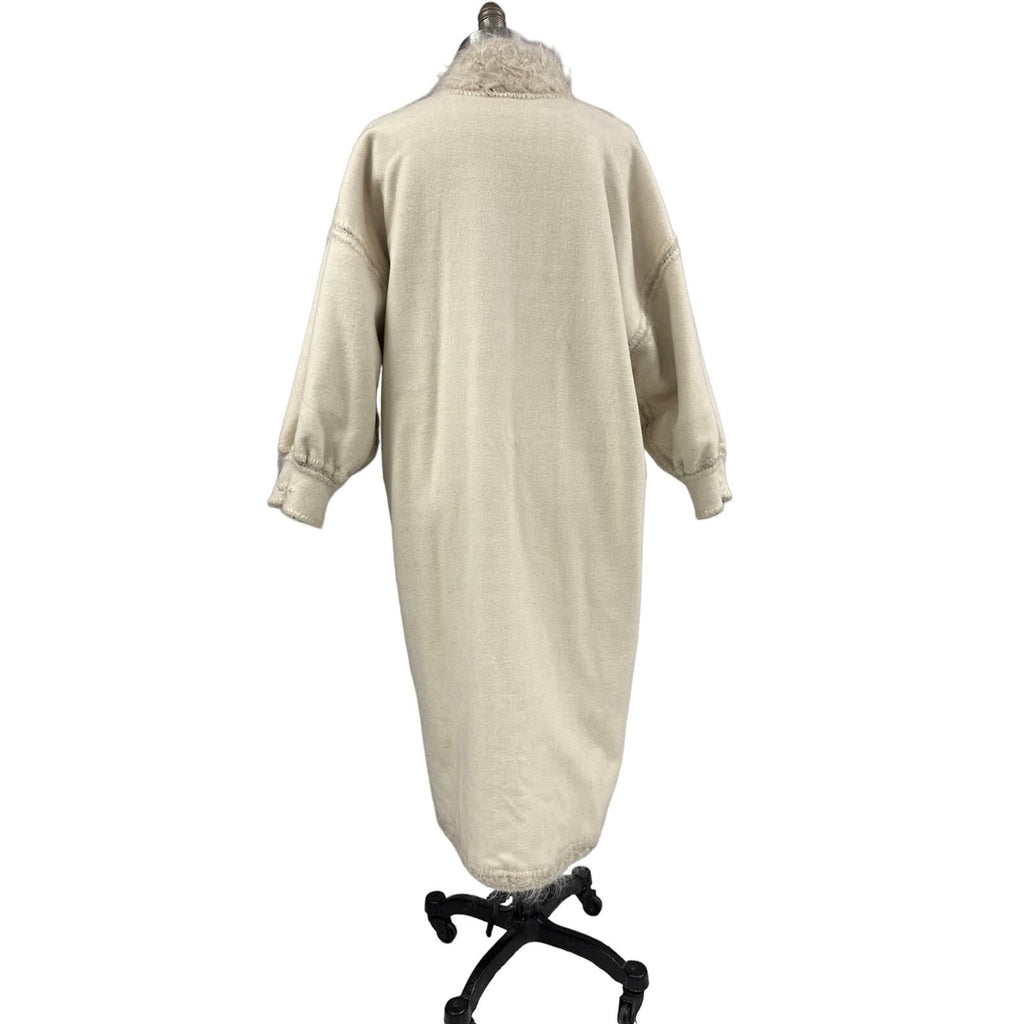 80s VTG Mohair /Wool Reversible B&W Houndstooth/ Cream Sweater Coat Womens L/XL New Arrivals Unbranded