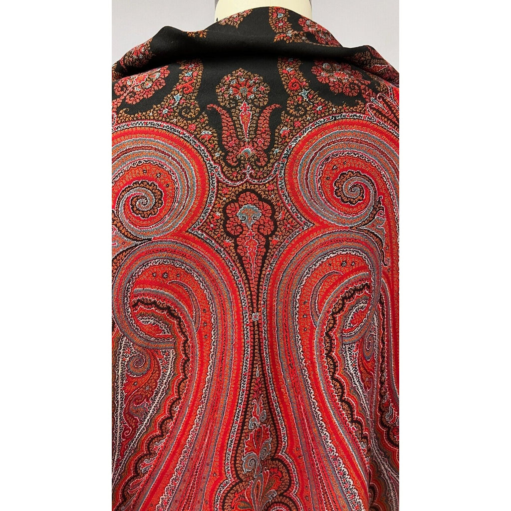 STUNNING Antique Paisley Shawl Tapestry Wool Hand Made 1860s-70s Near Mint Unbranded