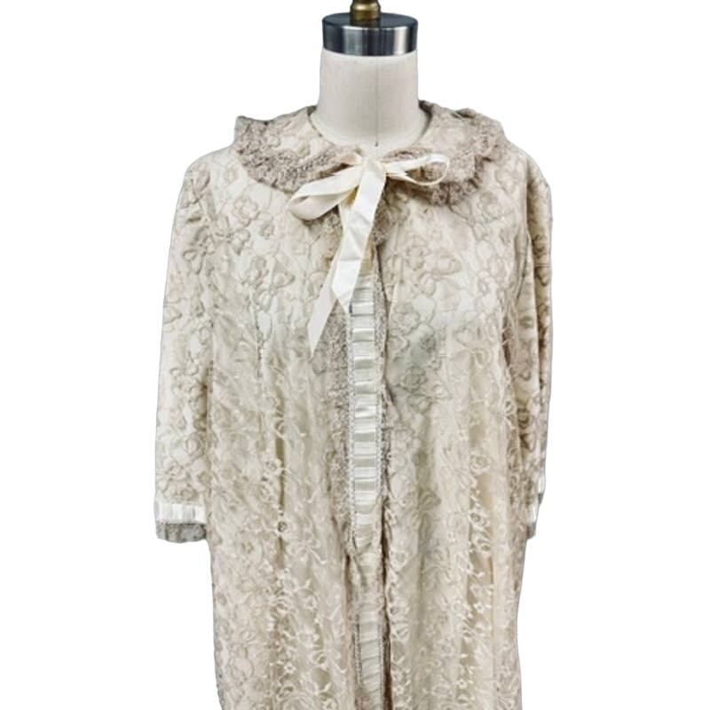 60s VTG NOS Odette Barsa Robe Fresoeur Inc Style 923 Sz L Lace/Satin Ribbon Odette Barsa