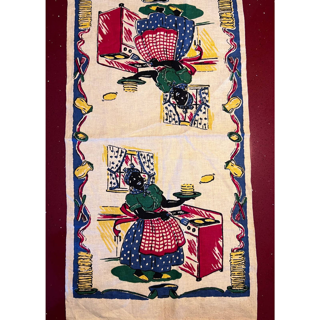 Vintage 1940s Americana Startex New Old Cotton/Linen Tea Towel Aunt Jemima Pancakes 30x16 STartex