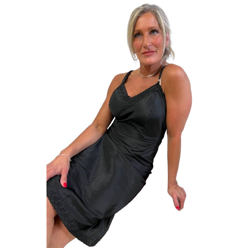 Vintage Black Ariel Barbizon Tafredda Noisy Taffeta Slip 1950s Womens S BARBIZON