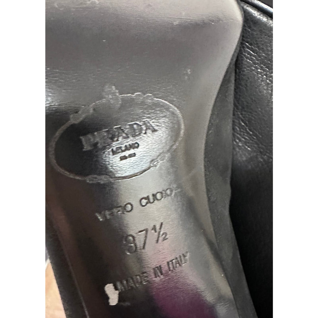 Prada Calzature Donna NIB vtg Stiletto heels nero black Perf Size 37.5/7.5 RARE Prada