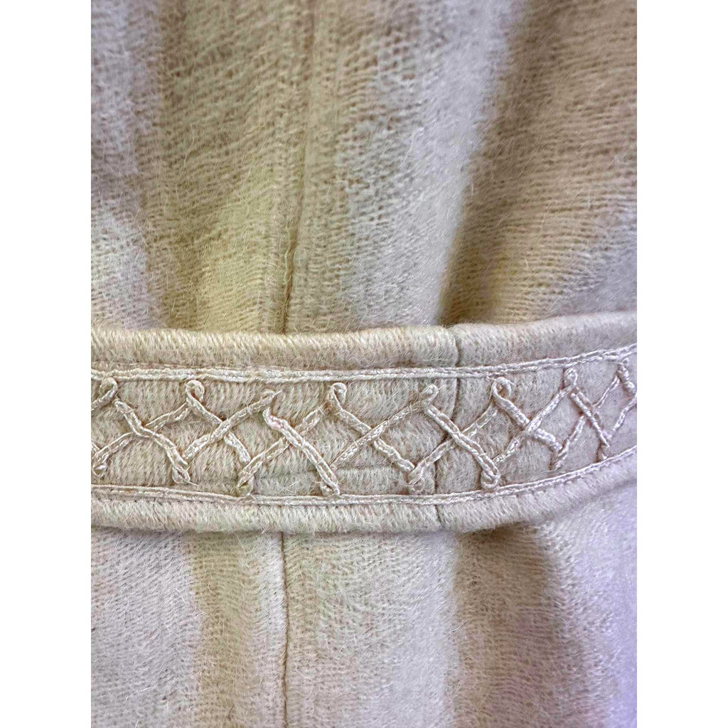 Antique Handwoven Wool Coat Edwardian Cream Embroidered L/XL Womens 1910s coat Handmade