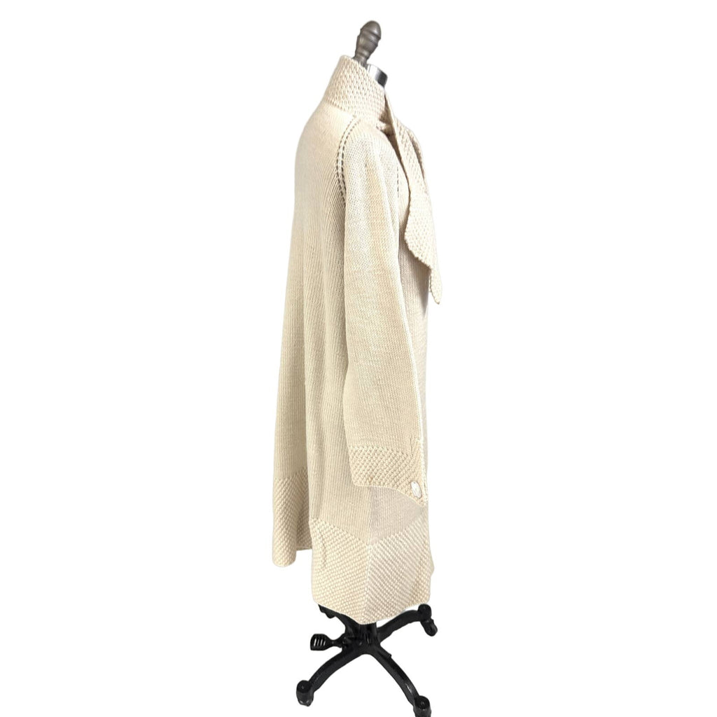 1920s Womens Long Hand Knit Wool Sweater Coat MOP Buttons Asymmetrical Sz M/L coat Handmade