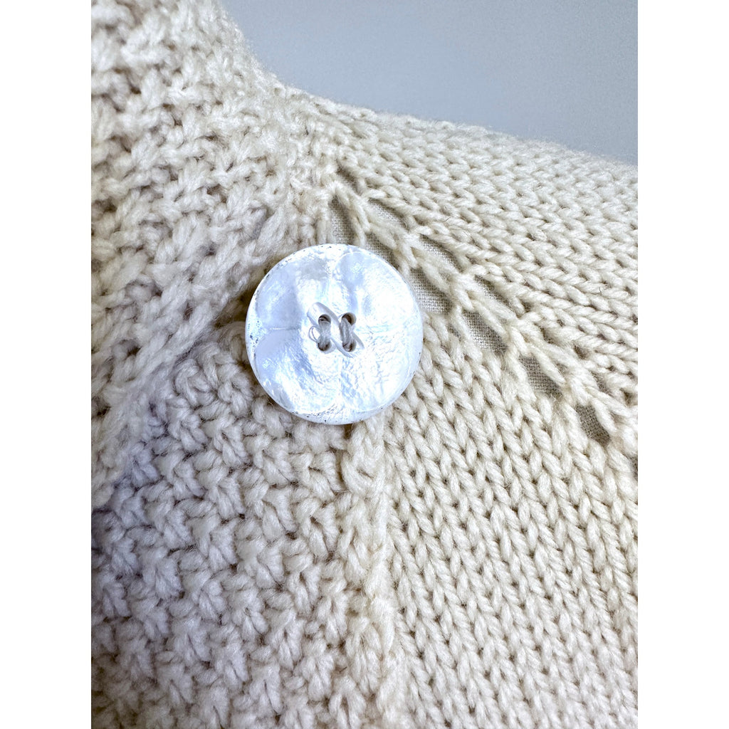 1920s Womens Long Hand Knit Wool Sweater Coat MOP Buttons Asymmetrical Sz M/L coat Handmade