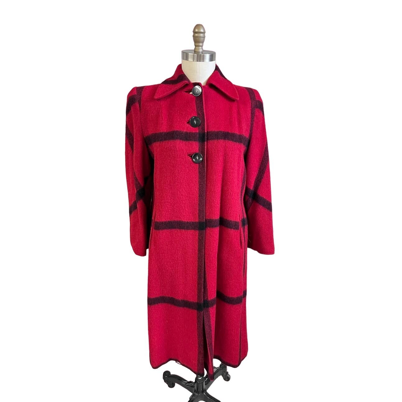 VTG 1940s Swing Coat Red Black Womens L/ XLRAND OF CALIFORNIA EXCLUSIVE DESIGN Rand of California
