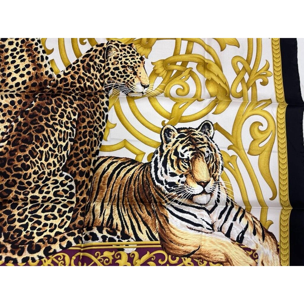 VTG NIB Salvatore Ferragamo Womens 100% Silk Square Scarf Tigers 34" New Arrivals Salvatore Ferragamo