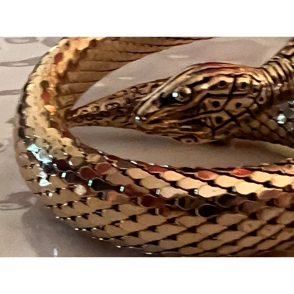 Vintage Whiting & Davis Gold Tone mesh Coil Snake Wrap Bangle Bracelet Whiting & Davis