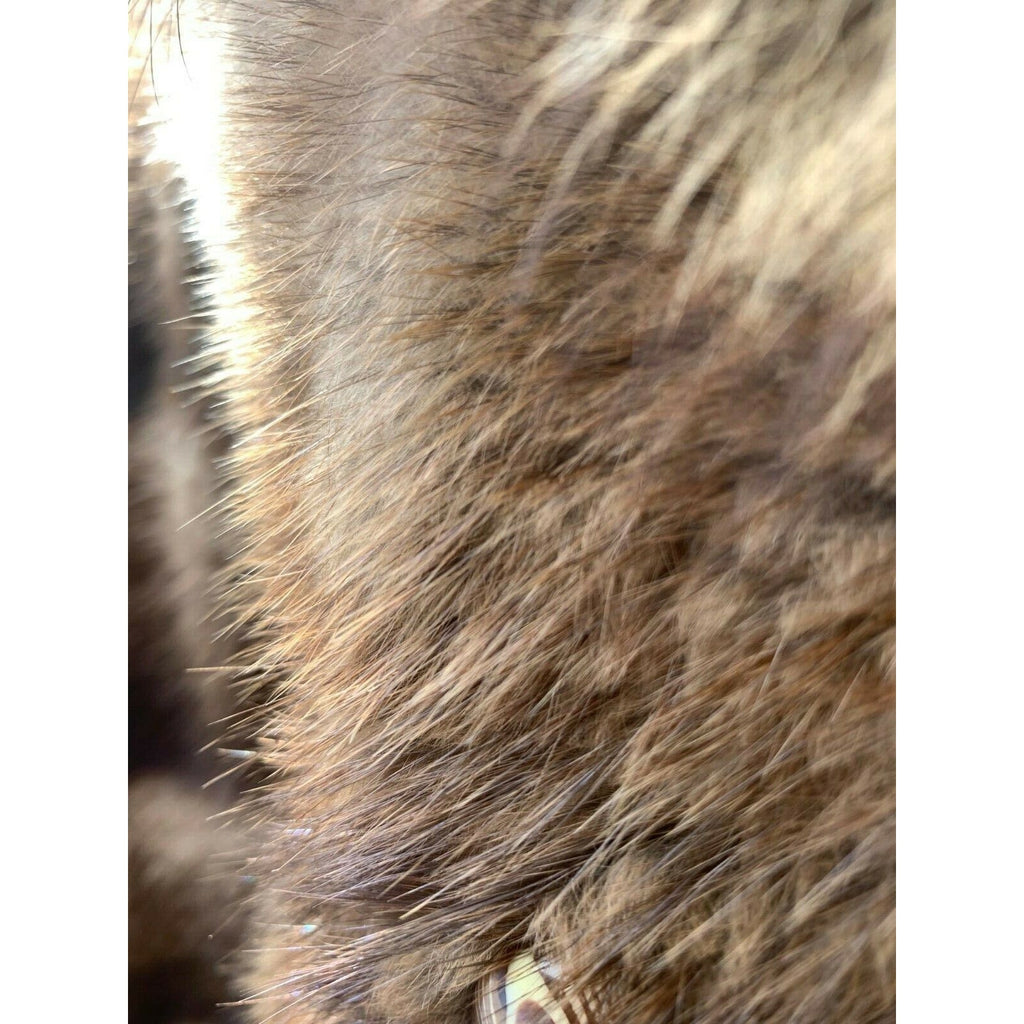 Retro Beaver Fur Patchwork Coat A Line SKirt Raccoon Collar Ultra VTG 70s S M Womens Unbranded
