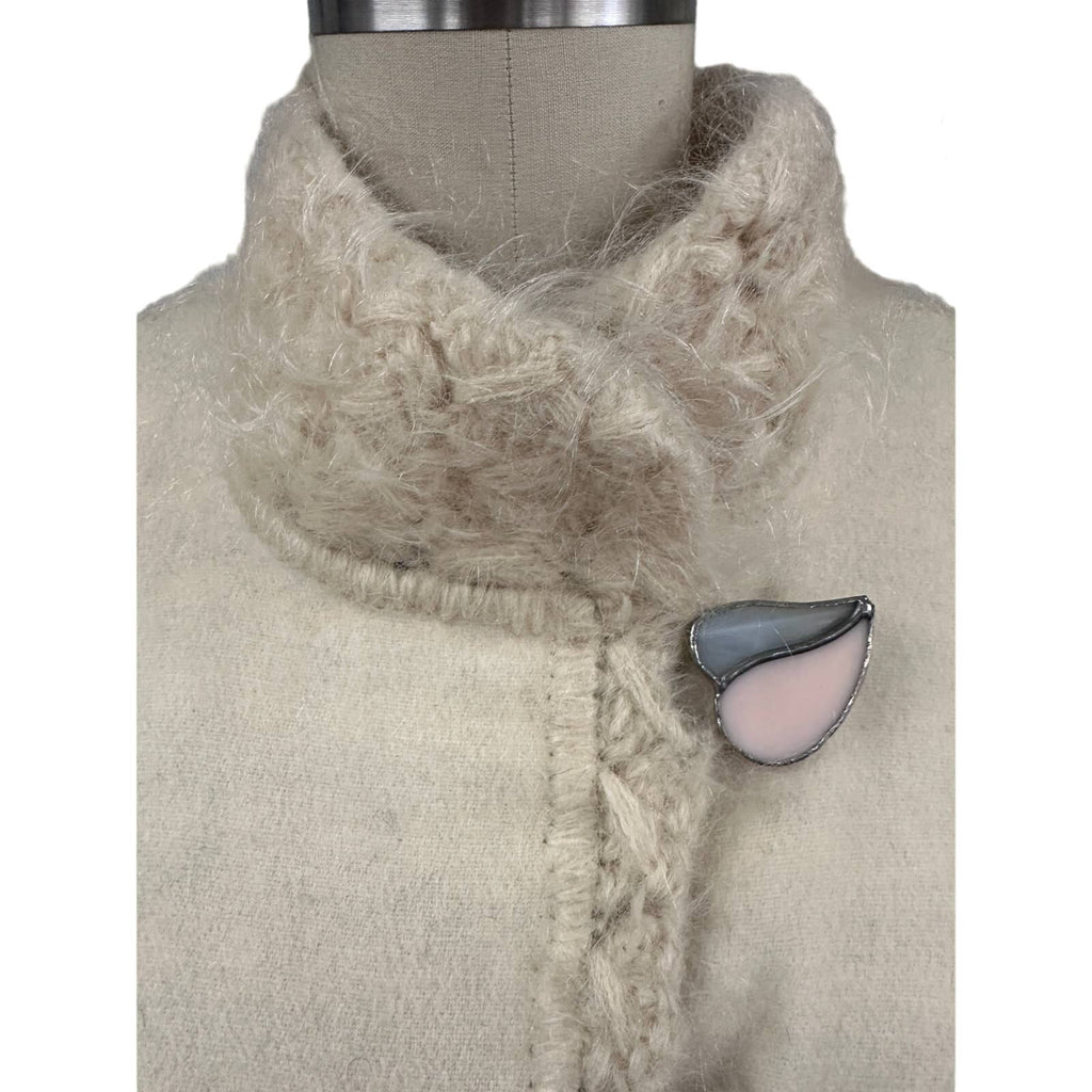 80s VTG Mohair /Wool Reversible B&W Houndstooth/ Cream Sweater Coat Womens L/XL New Arrivals Unbranded