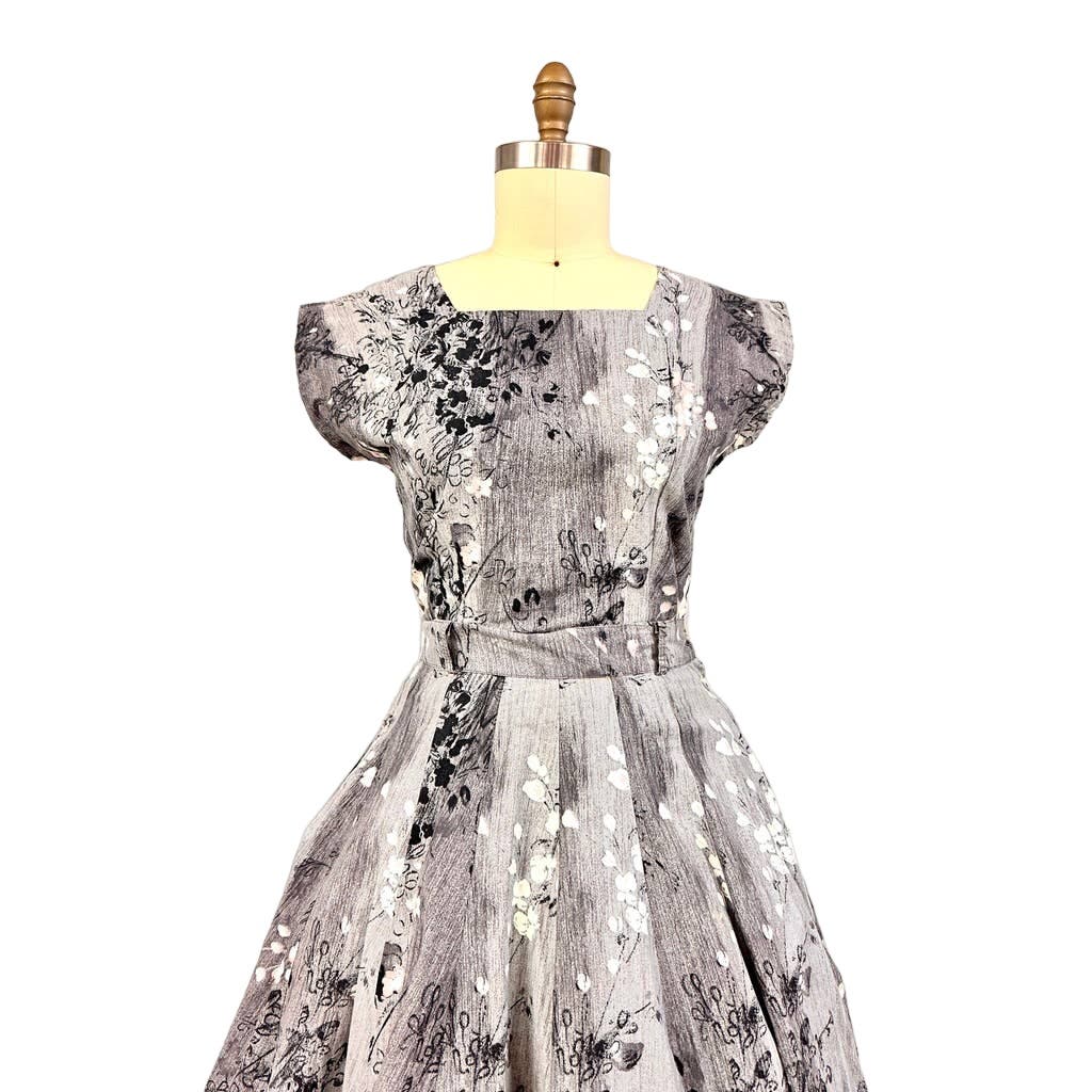 1950s VTG Philmont Sportswear of Miami Grey/Pink Floral Circle Skirt Set M/L Philmont Sportswear