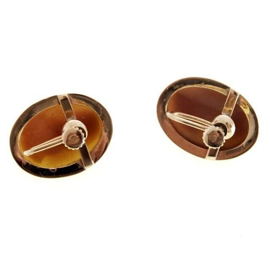 VTG 1800s 14K Gold Cameo Brooch & Earrings Set Grand Tour Roman Classical Beauty Unbranded