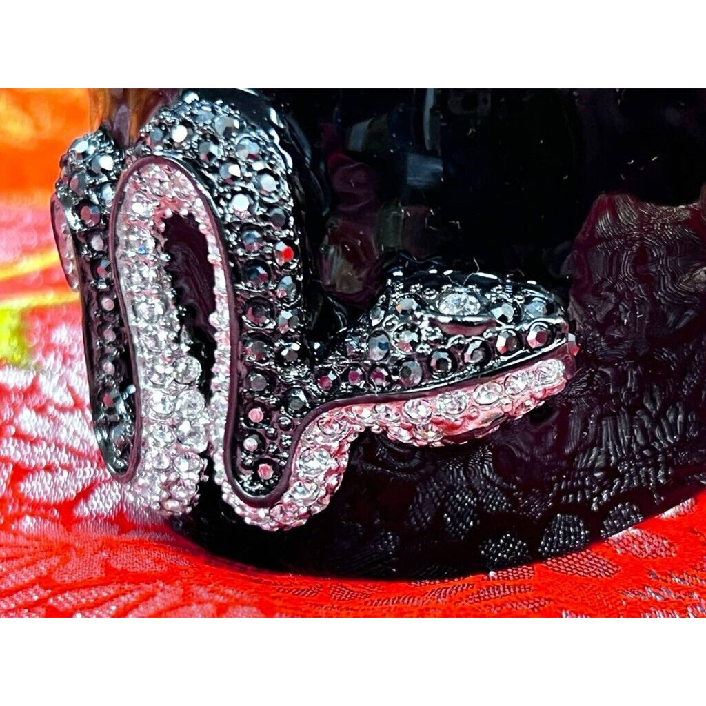 Signed KENNETH LANE KJL Black Enamel Rhinestone SNAKE Cuff Bracelet NWOT Kenneth Jay Lane