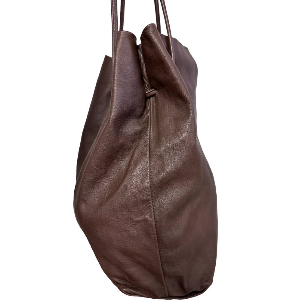 Prada Brown Lamb Leather Tote Large Prada