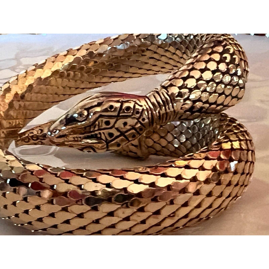 Vintage Whiting & Davis Gold Tone mesh Coil Snake Wrap Bangle Bracelet Whiting & Davis