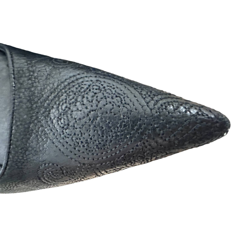 Prada Calzature Donna NIB vtg Stiletto heels nero black Perf Size 37.5/7.5 RARE Prada