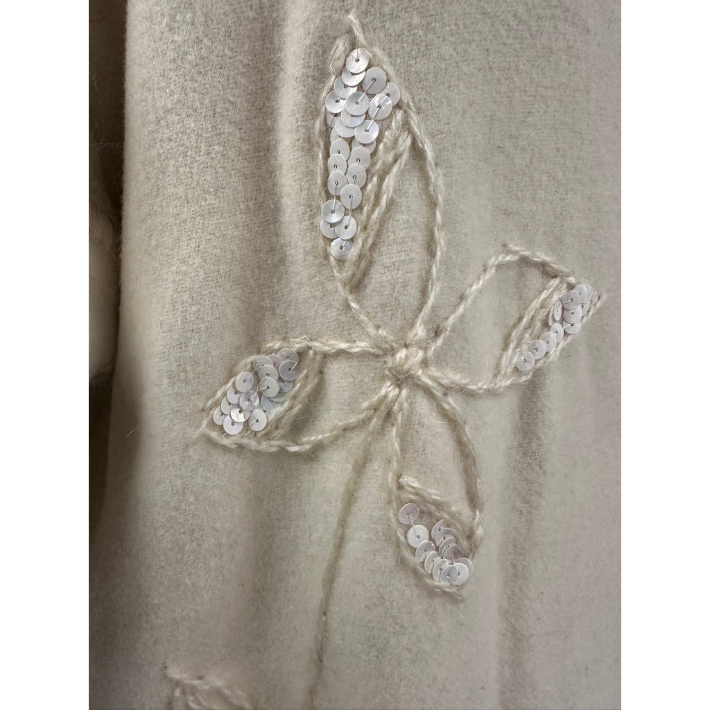 80s VTG Mohair /Wool Reversible B&W Houndstooth/ Cream Sweater Coat Womens L/XL New Arrivals Unbranded