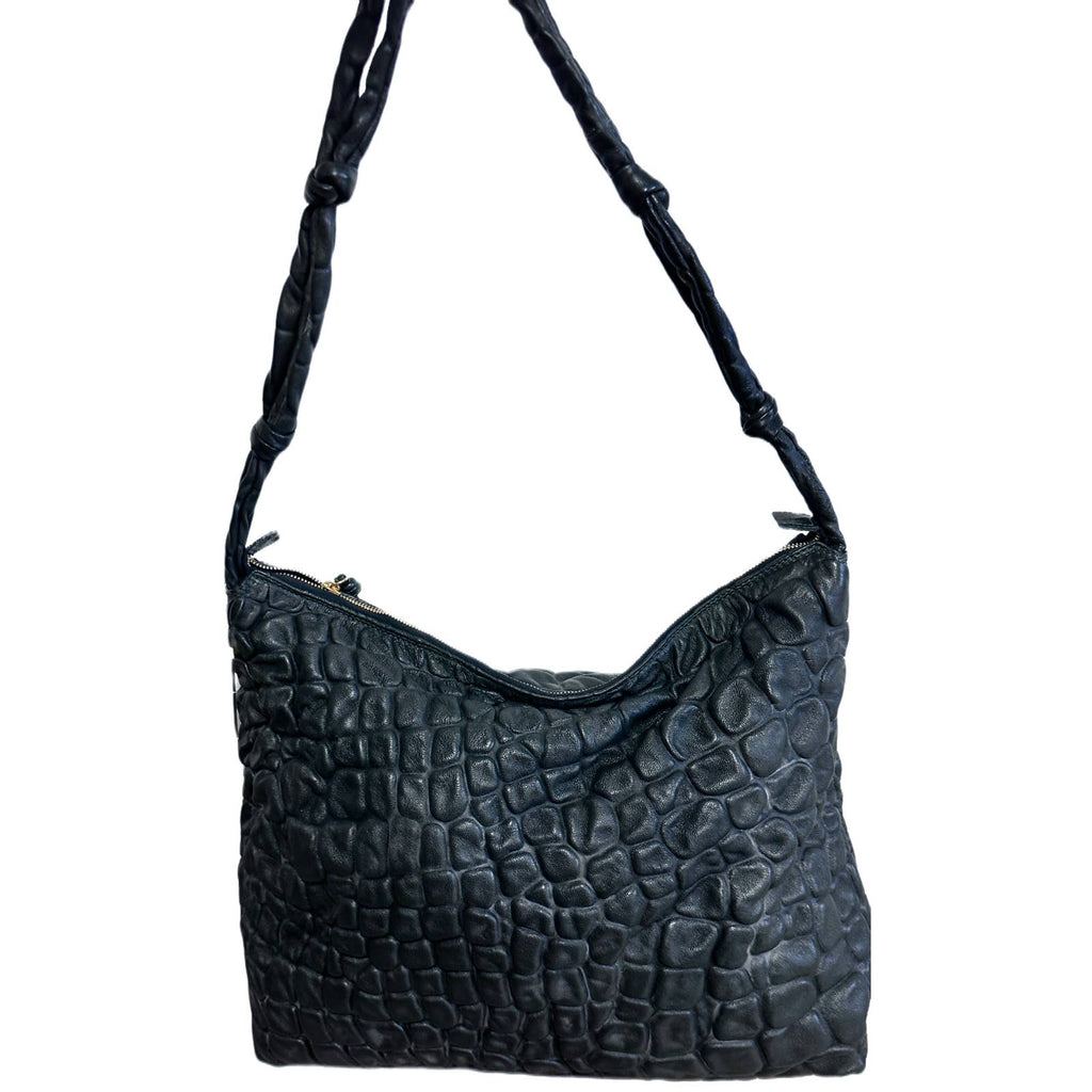 Fendi Vintage Leather Shoulder Bag OOAK Croc Textured Puffed Napa Leather 1990 NWT Fendi