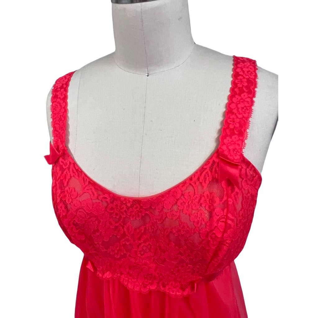 Vintage Vanity Fair 1950s Red Sheer Nylon Tricot Nighty Sexy 2 Layer 34 NWOT Vanity Fair