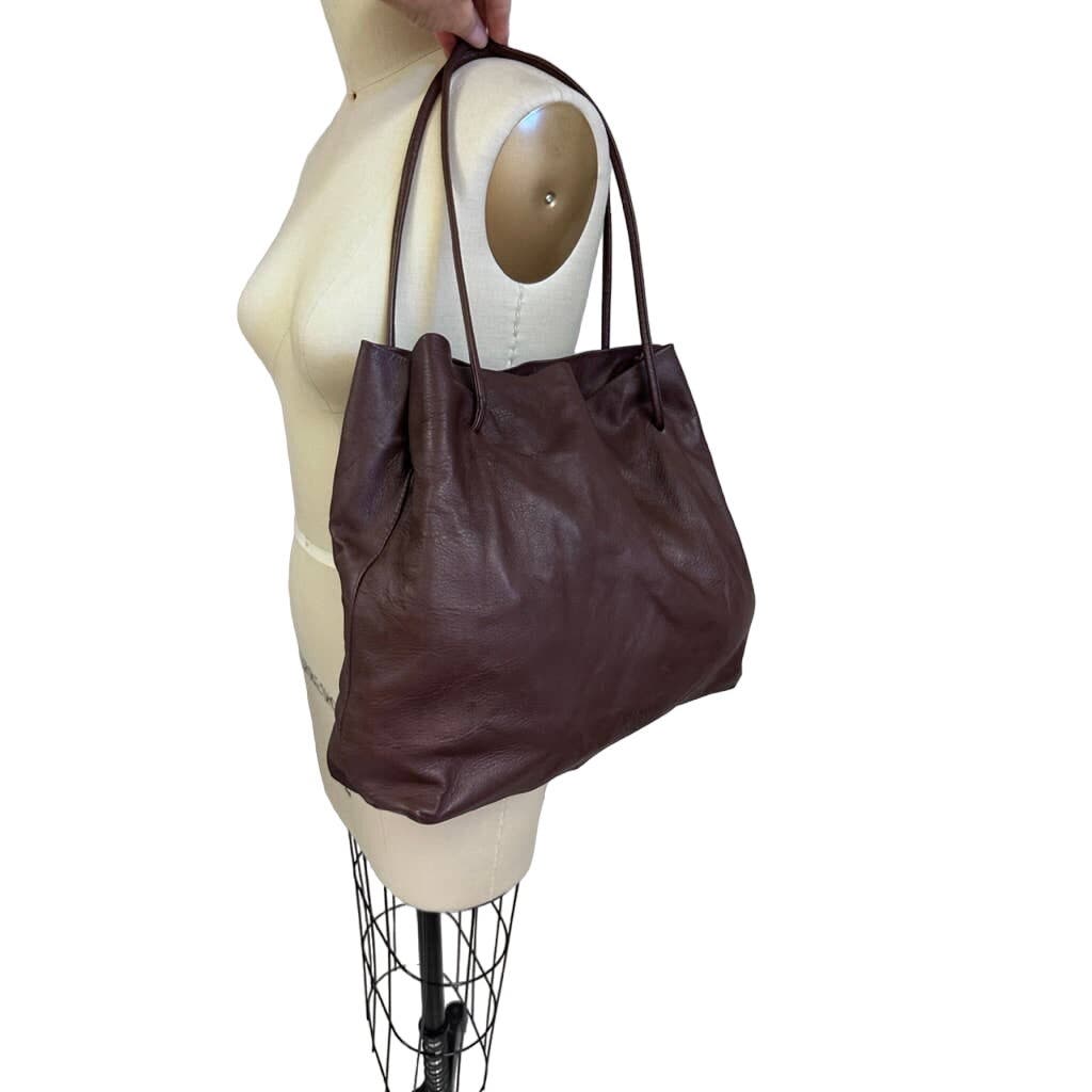 Prada Brown Lamb Leather Tote Large Prada