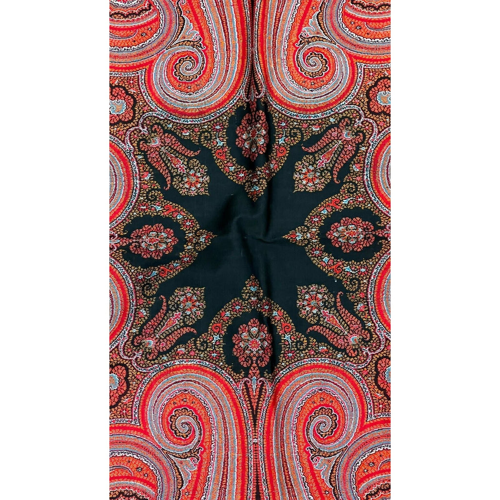 STUNNING Antique Paisley Shawl Tapestry Wool Hand Made 1860s-70s Near Mint Unbranded