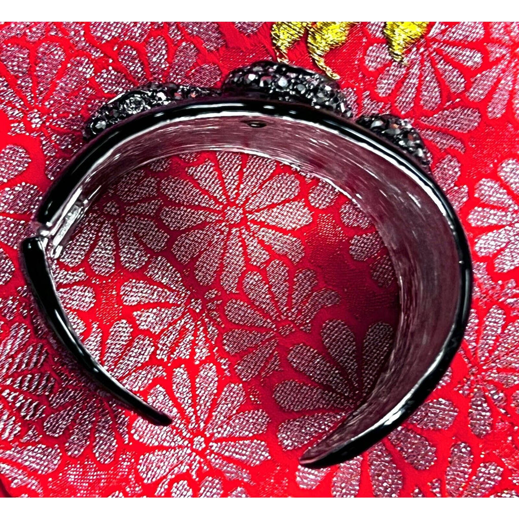 Signed KENNETH LANE KJL Black Enamel Rhinestone SNAKE Cuff Bracelet NWOT Kenneth Jay Lane