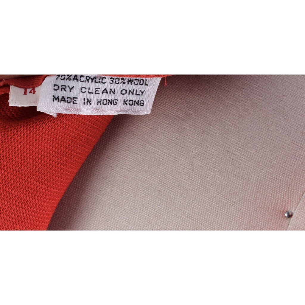 VTG 1970s Bakalli Wool Dress & Sweater Set Leather Applique Mod Geometric Hong Kong M Bakalli