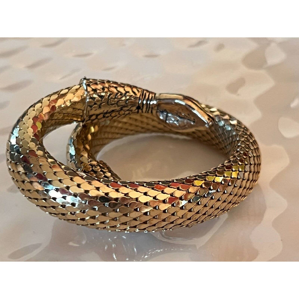 Vintage Whiting & Davis Gold Tone mesh Coil Snake Wrap Bangle Bracelet Whiting & Davis
