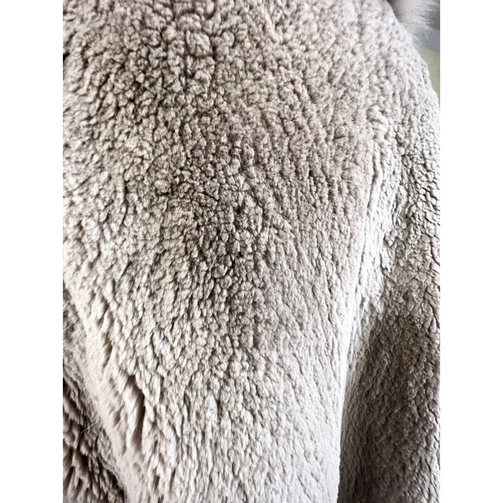 Exquisite Vintage Long Beige Blush Sheared Beaver Coat with Fox Trim Women's Small Unbranded