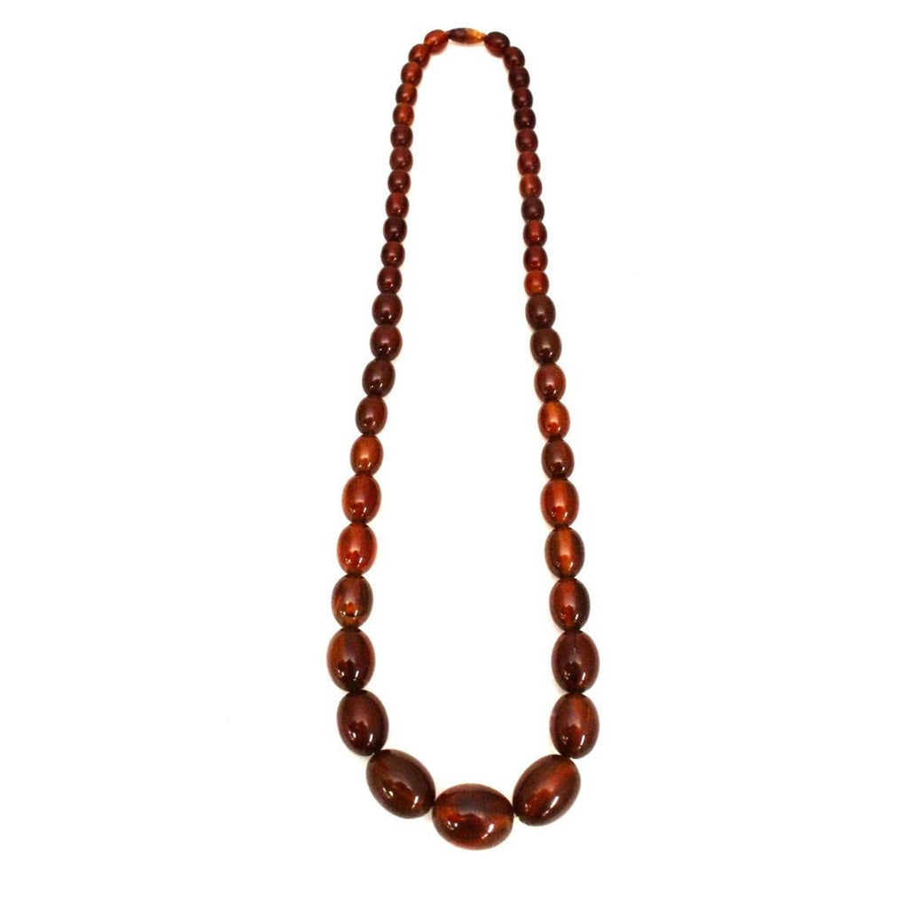 Vintage Antique Cherry Bakelite Amber Necklace Graduated Strand 27" Tested LARGE The Best Vintage Clothing
