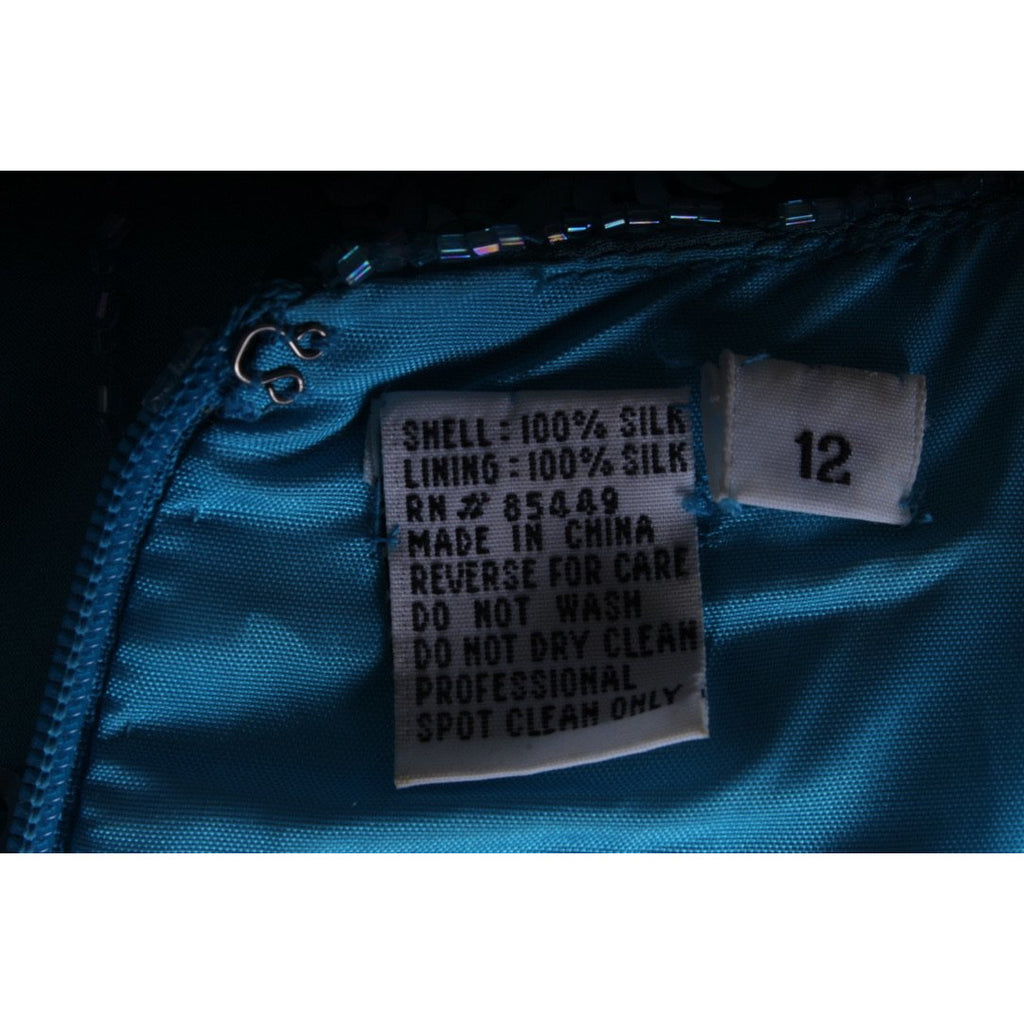 1980s Vintage Evening Glam Dress Turquoise Sequins Twilight Connection Womens M dress The Best Vintage Clothing