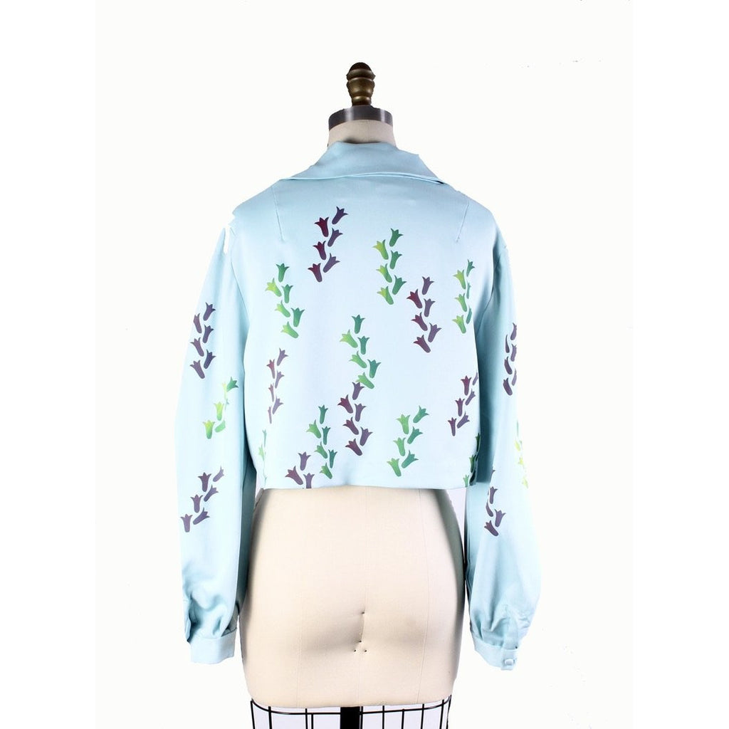 VTG Tummey Hand Block Printed 1970s Top Hippie womens M Blue The Best Vintage Clothing