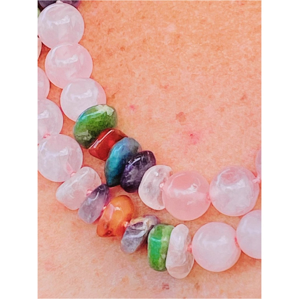 Vintage Gemstone Necklaces Rose Quartz Pair 22"& 24" Jewelry The Best Vintage Clothing