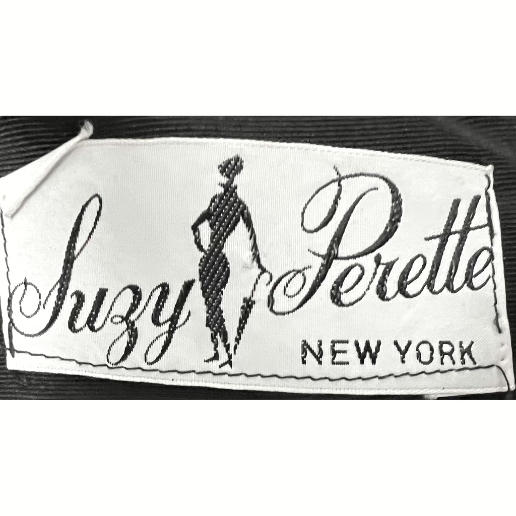 Vintage MCM Suzy Perette Black Silk Cocktail Dress 1950S Bombshell 38-27-Free Cart2cart Suzy Perette