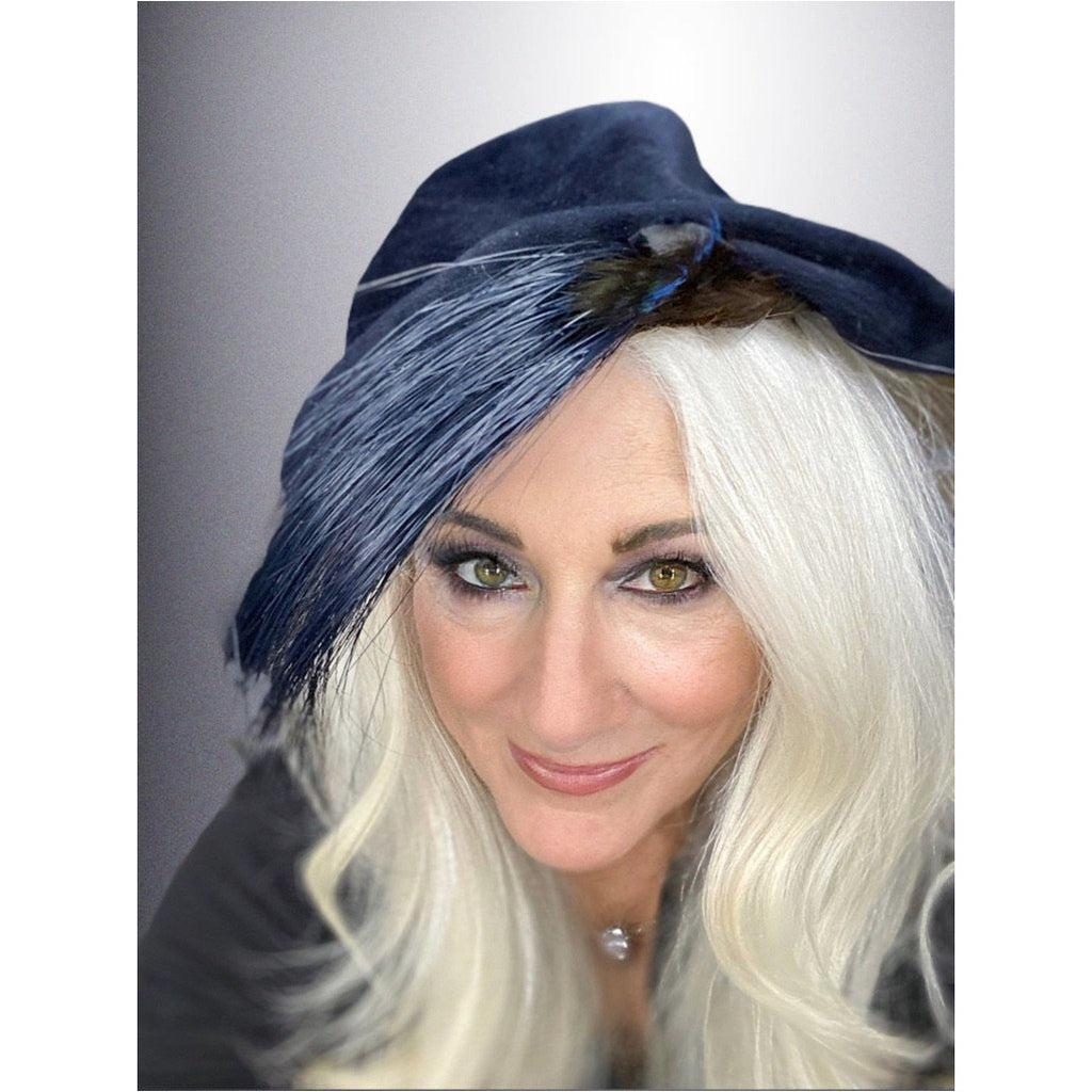 Vintage Ladies Hat Sweeping Feathers Reproduction Rose Valois Paris 1940s Hats,New Arrivals The Best Vintage Clothing