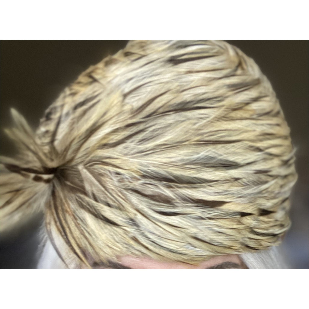 Vintage Ladies Feather Hat w/ Spray 1950s Light Brown & Gold Jacki Hats The Best Vintage Clothing