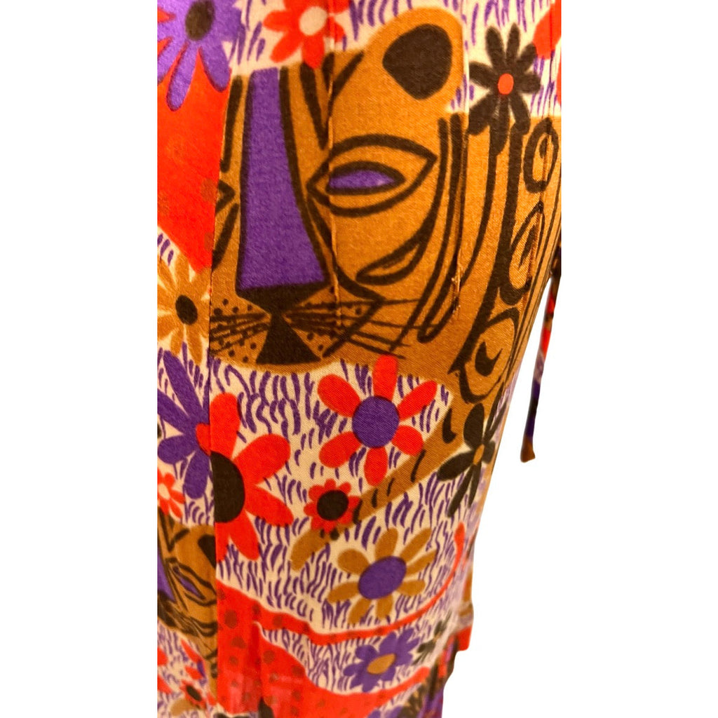 Vintage Dress Form Fitting Mod Silk Dress "Lion" Print 1970'S Size S-M Bessi? Cart2cart The Best Vintage Clothing