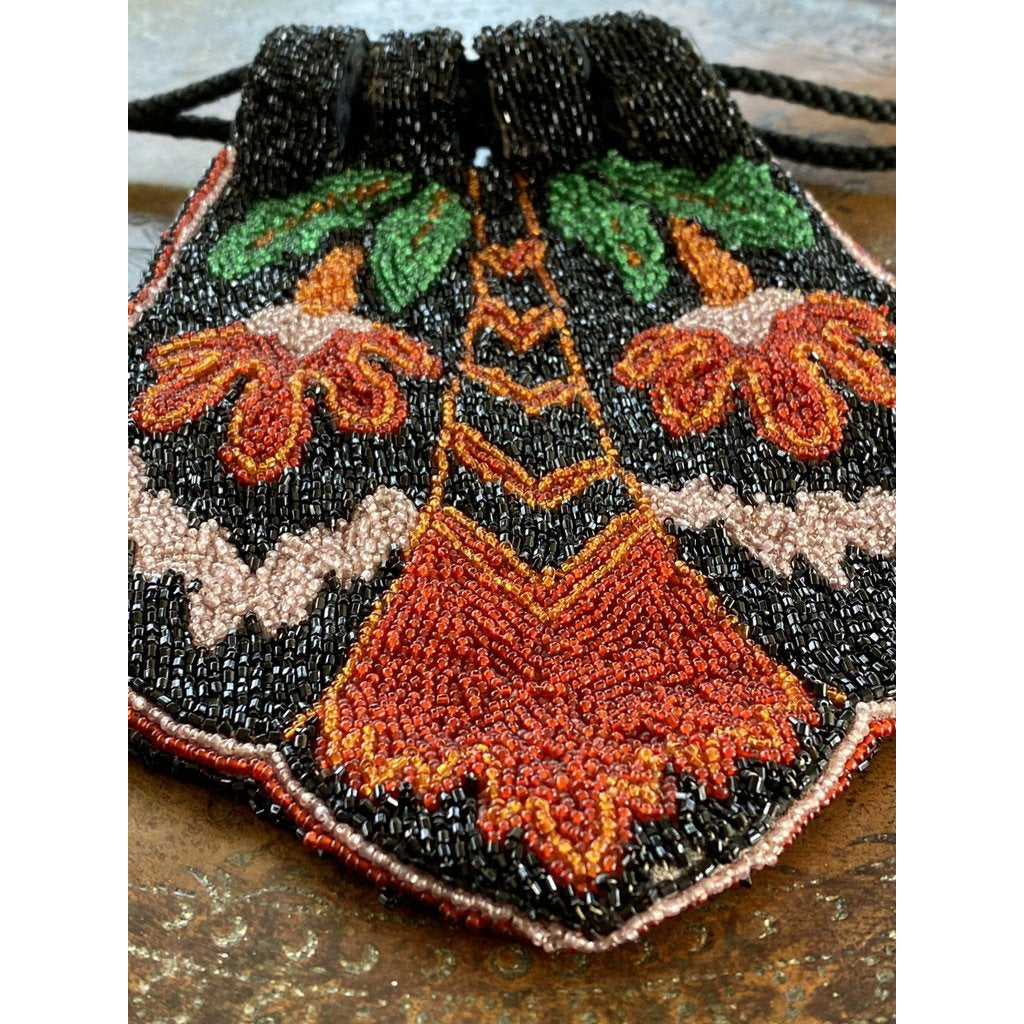 Antique 1920s Beaded Bag Made in France Colorful Floral Deco Evening Purse The Best Vintage Clothing