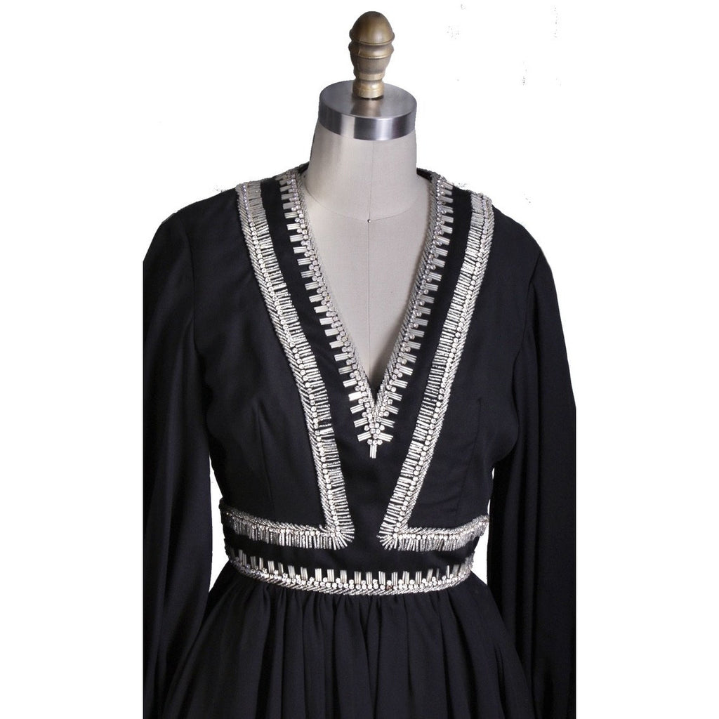 Vintage Cocktail Mini Dress LBD Black & Rhinestones Mini 1960s 34-28-Free S/M Women's The Best Vintage Clothing