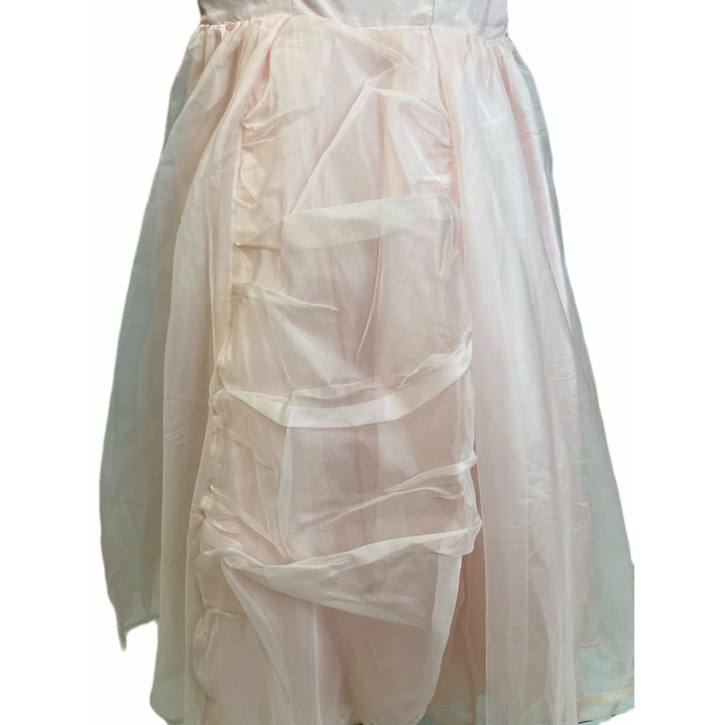 1950's Vintage Pink Dress Prom Party Full Skirt Rockabilly Nylon Sz XS Dresses The Best Vintage Clothing