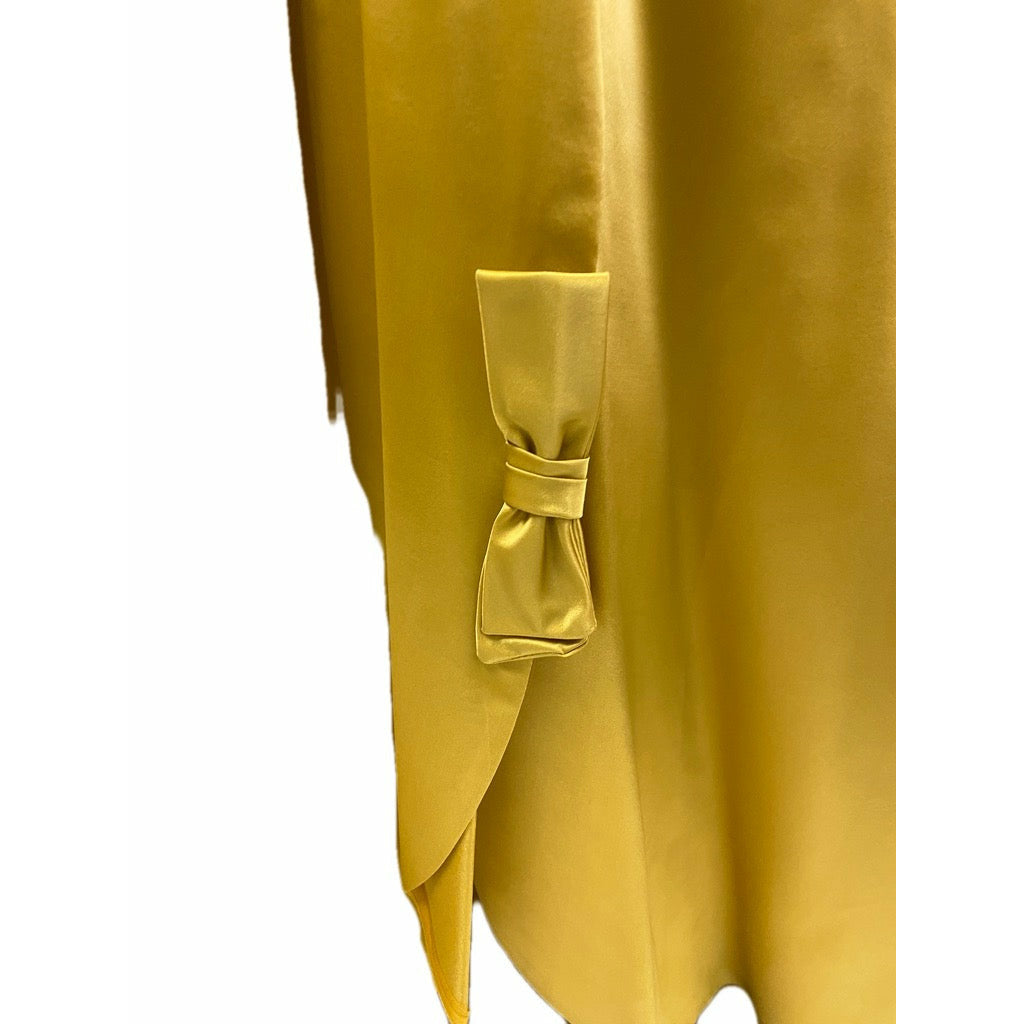 Vintage 1960s Gold Satin Taffeta Cocktail Dress + Detachable Long Skirt XS Dresses The Best Vintage Clothing