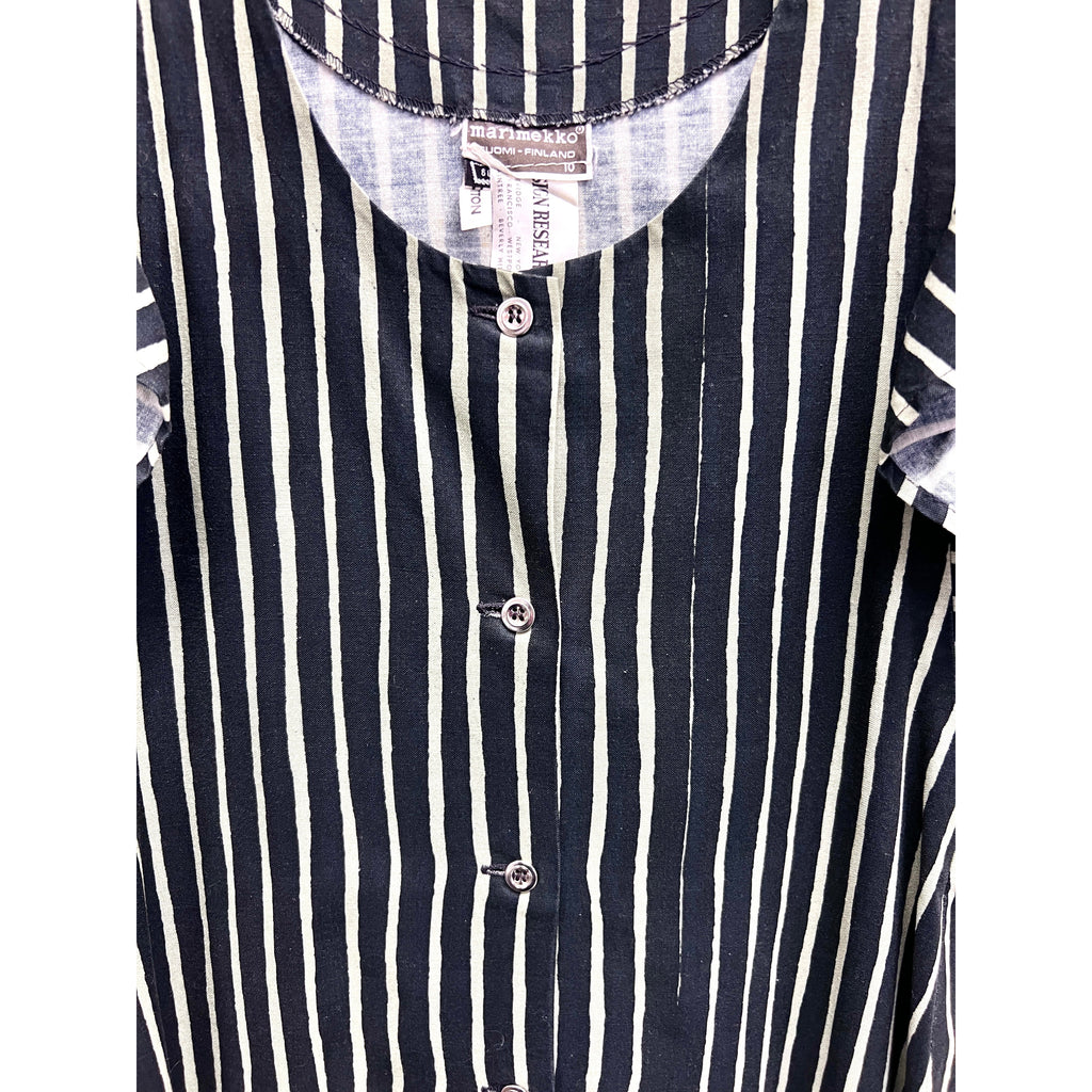 Vintage Marimekko Suomi Finland Green & Black Stripes Piccolo Jokapoika Jumper Dress Sz 38/10 1970s marimekko marimekko
