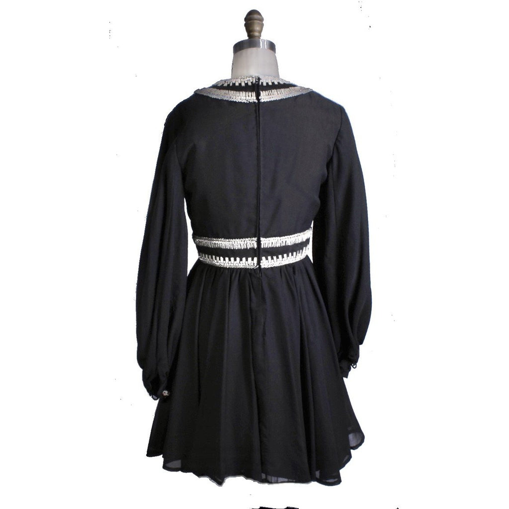 Vintage Cocktail Mini Dress LBD Black & Rhinestones Mini 1960s 34-28-Free S/M Women's The Best Vintage Clothing