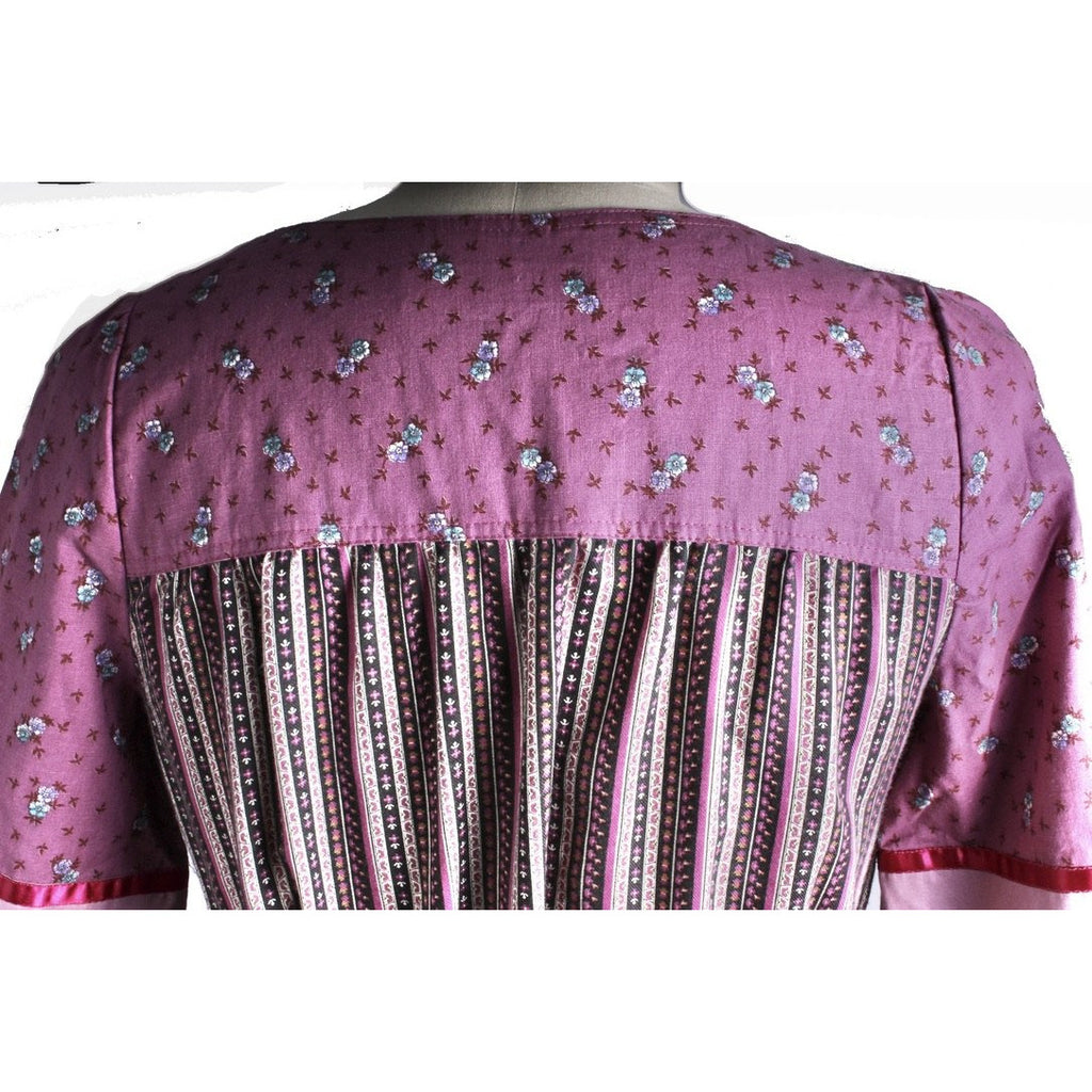 Vintage 2 PC Skirt Set Stijfselkissie 1970S Marijke Benedict Mixed Prints in Plum M/L Cart2cart Stijfselkissie