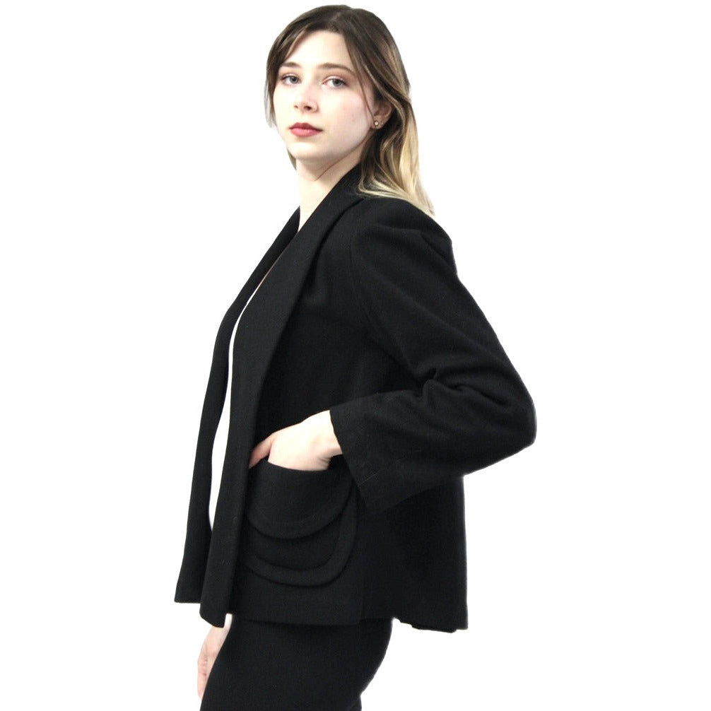 Little Black Wool Vintage Swing Jacket Coat 1940s 1950s S/M Short coat The Best Vintage Clothing